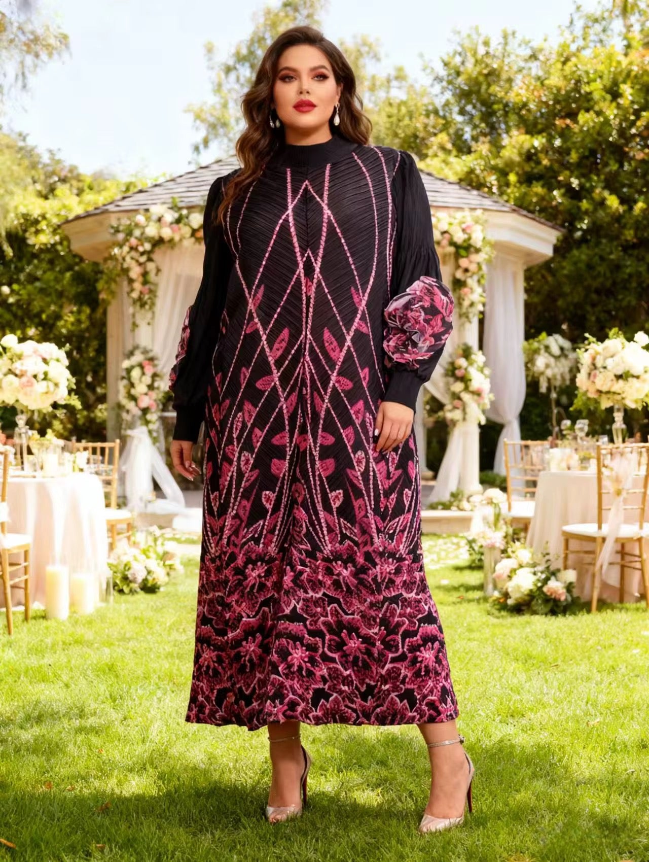 Turkey Miyaki Dress - Luxury Embroidered Kaftan with Ruffle Sleeves