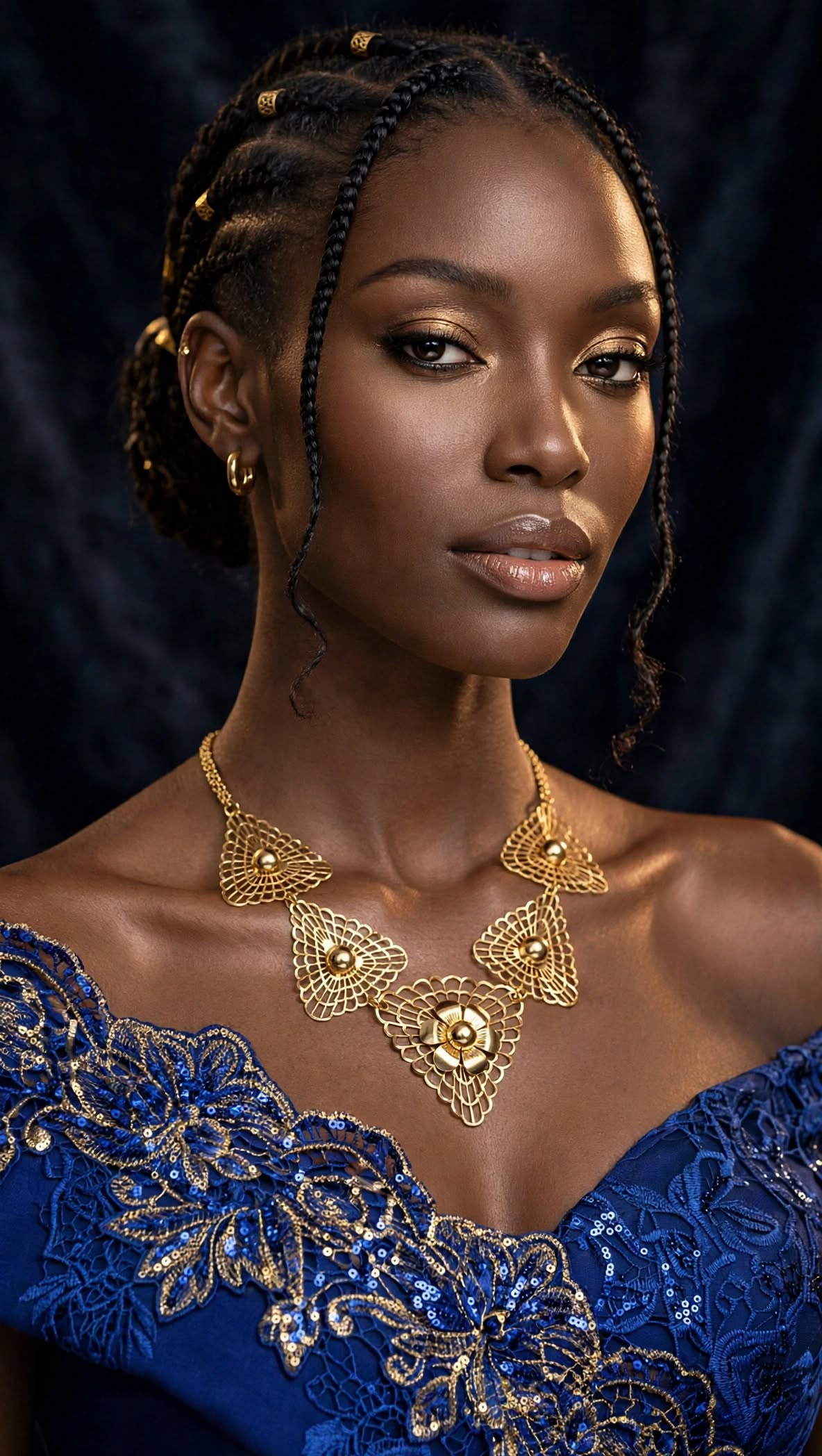 Gold-Tone Filigree Floral Triangle Necklace
