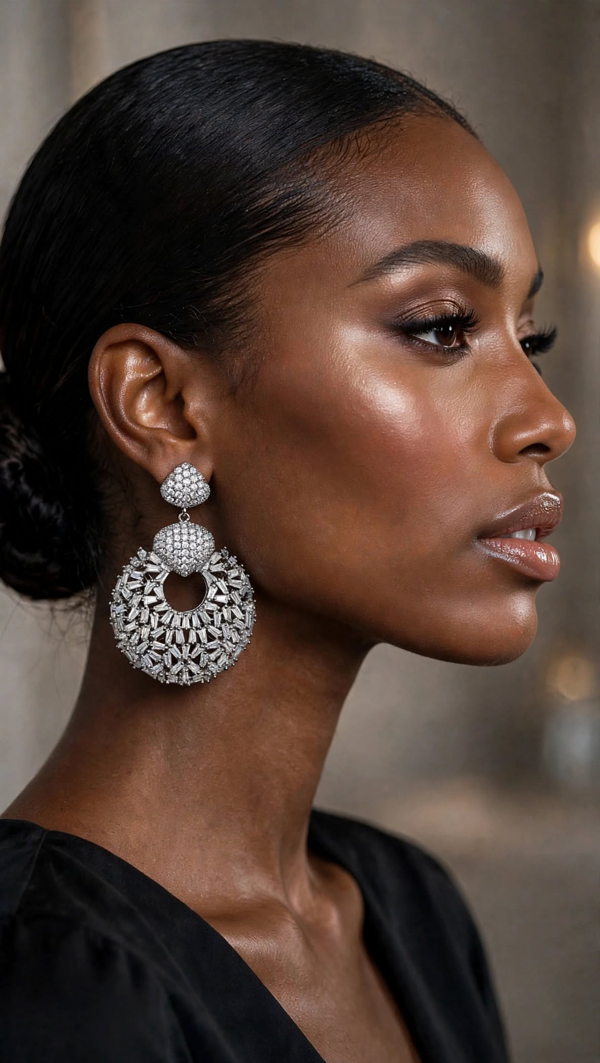 Celestial Halo Drop Earrings - Silver