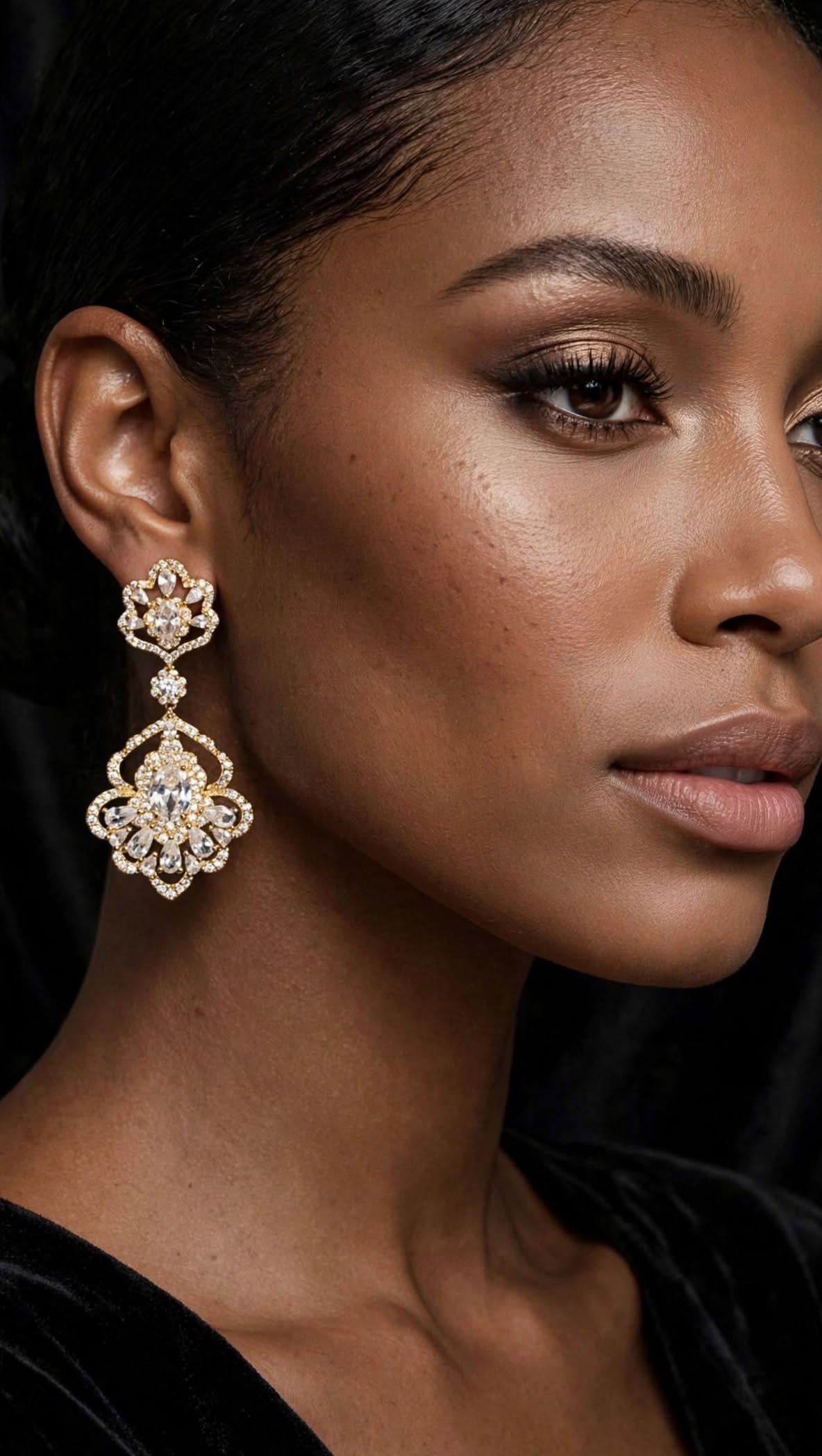 Royal Bloom Gold-Tone Chandelier Earrings