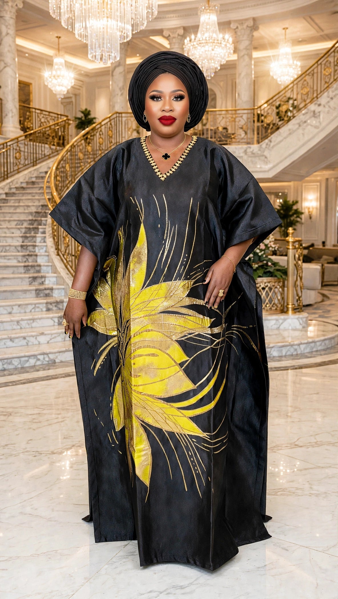 Luxury Brocade Kaftan with Matching Scarf NOT STYLED - LB002