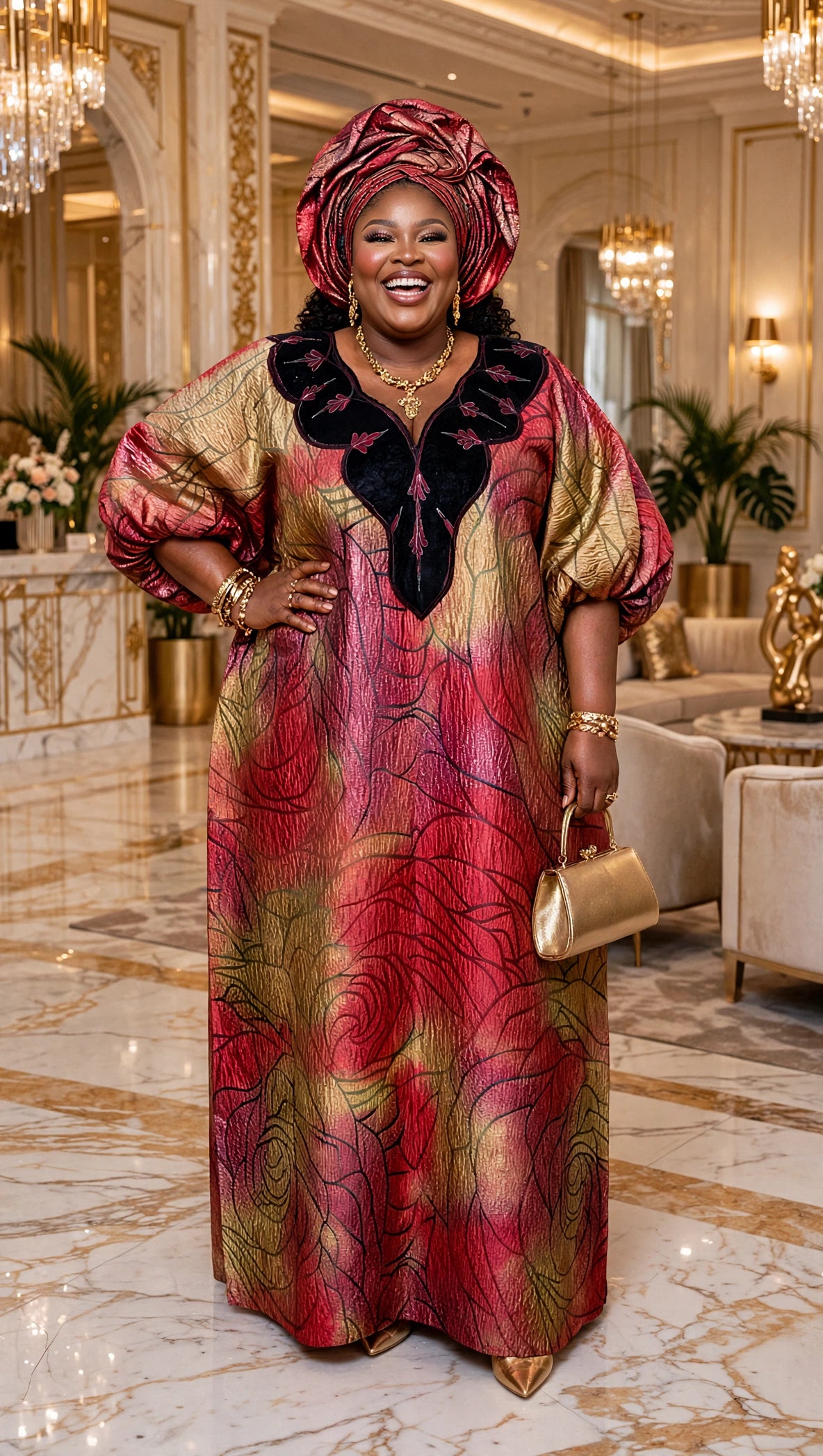 Luxury Brocade Kaftan with Matching Scarf NOT STYLED - LB003