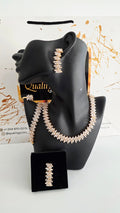 Luxury Baguette-Cut Cubic Zirconia Jewelry Set - Statement Necklace, Earrings & Bracelet