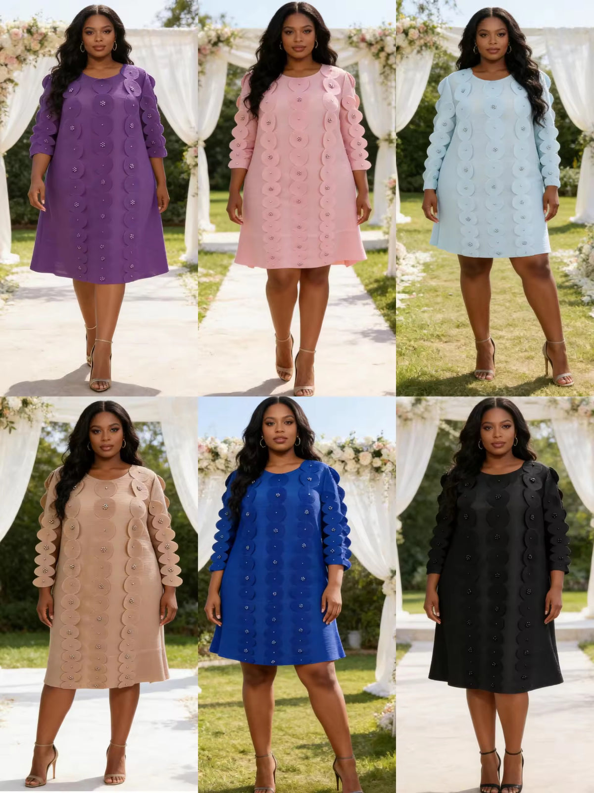 Purple Miyaki Bouncy Scallop Circle Embellished Dress