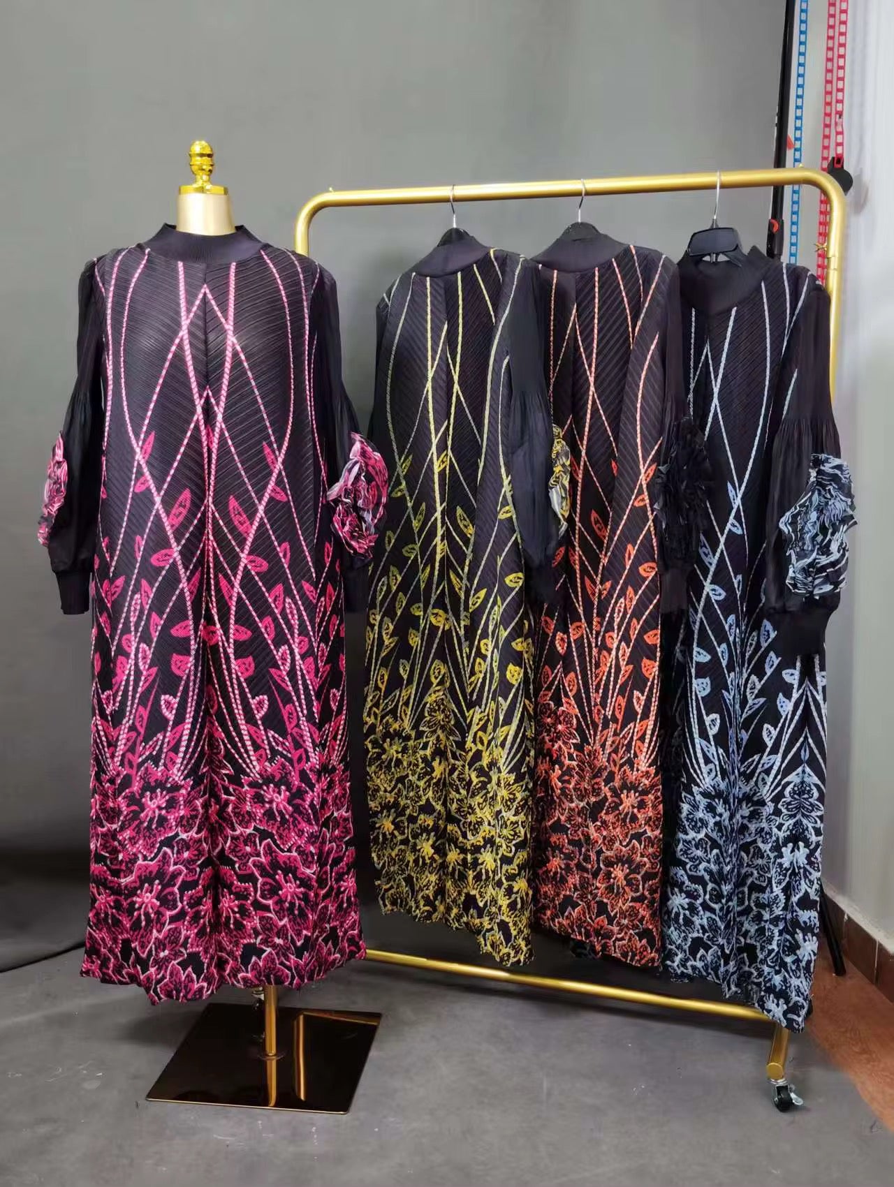 Turkey Miyaki Dress - Luxury Embroidered Kaftan with Ruffle Sleeves
