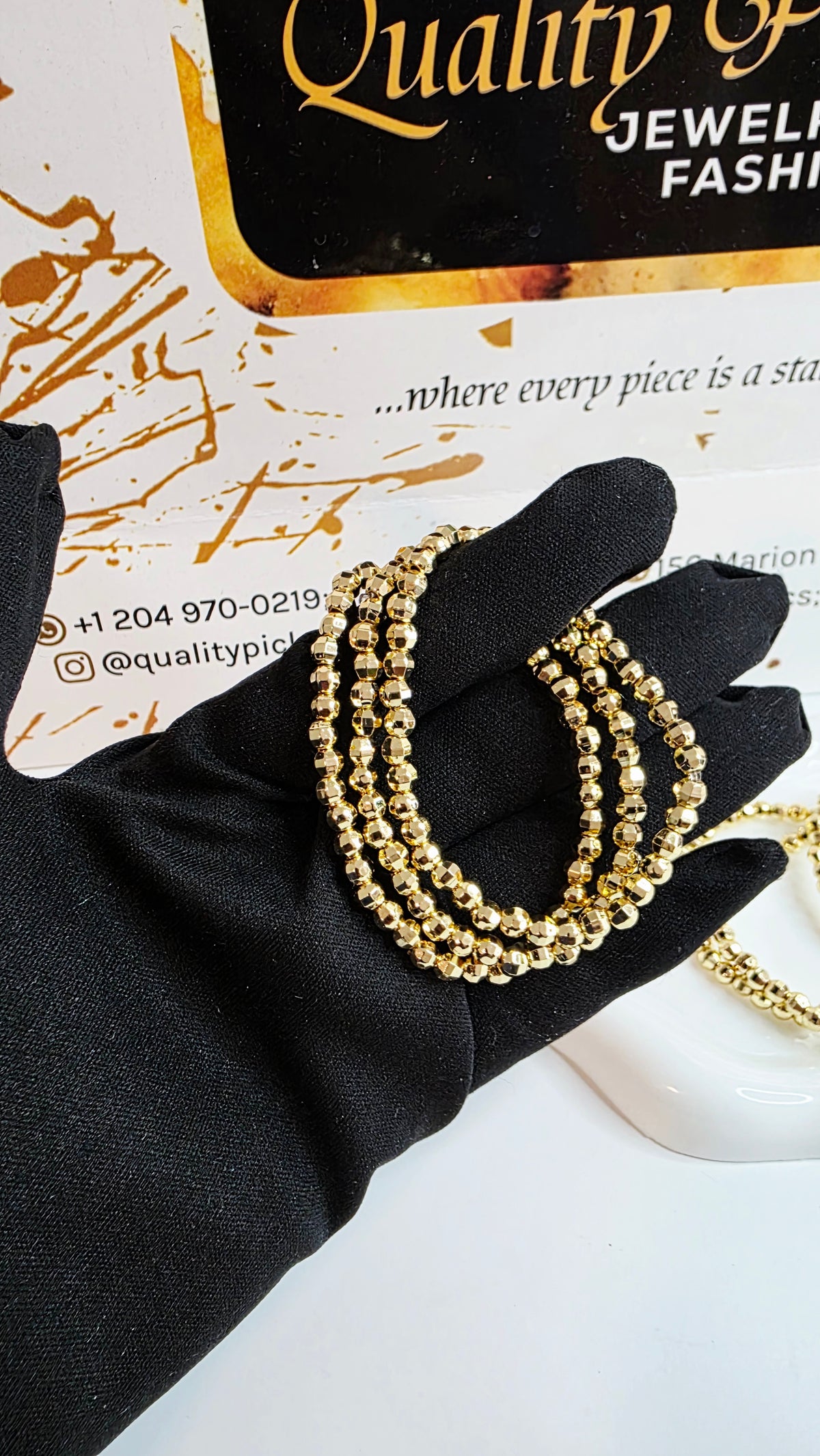 Gold Beaded Multi-Strand Bracelet