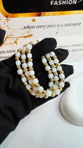 White & Gold Beaded Bracelet Set