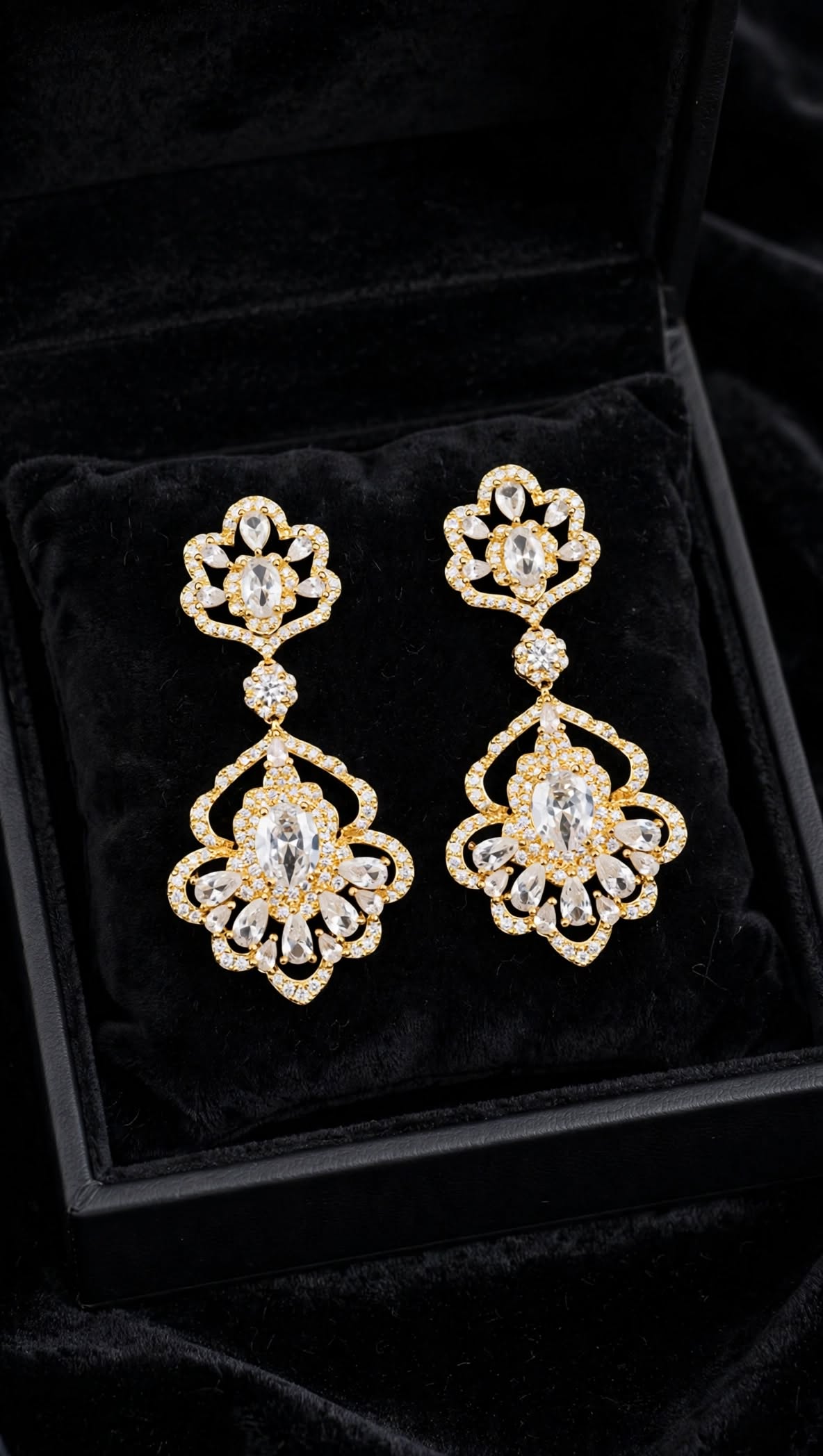 Royal Bloom Gold-Tone Chandelier Earrings