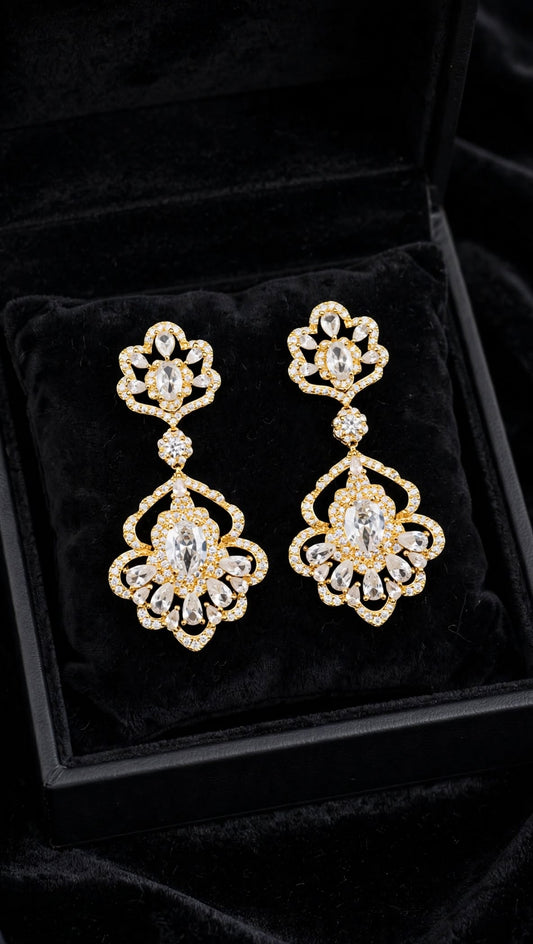 Royal Bloom Gold-Tone Chandelier Earrings
