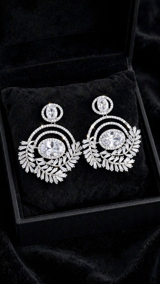 Silver Radiance Statement Drop Earrings