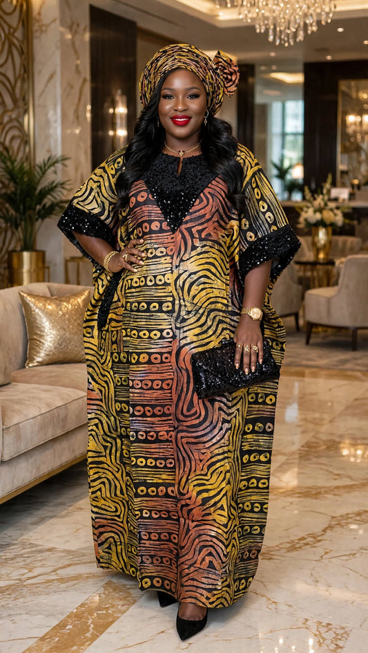 Golden Heritage Embellished Boubou Gown