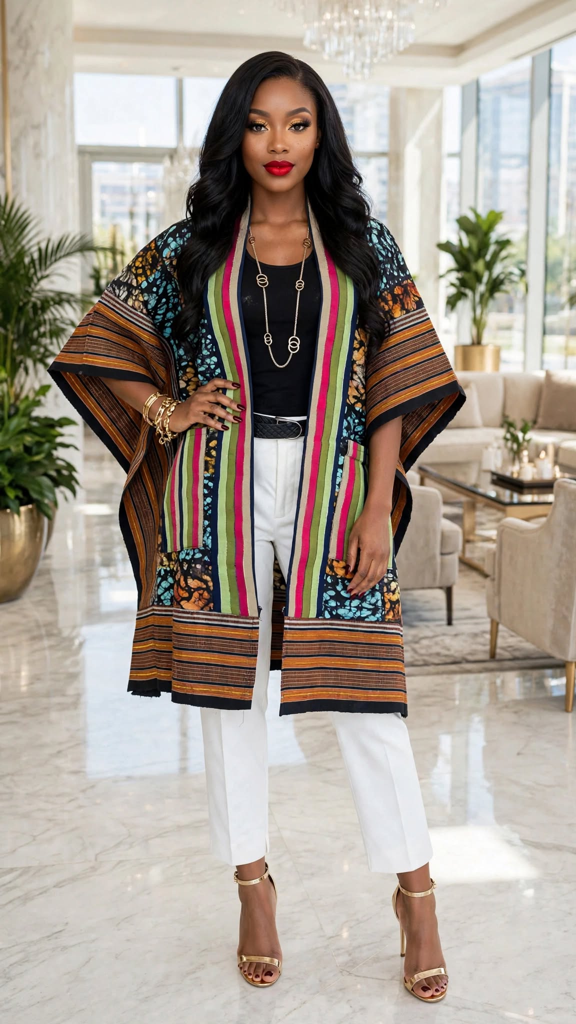 Heritage Mosaic Adire and Asooke Kimono