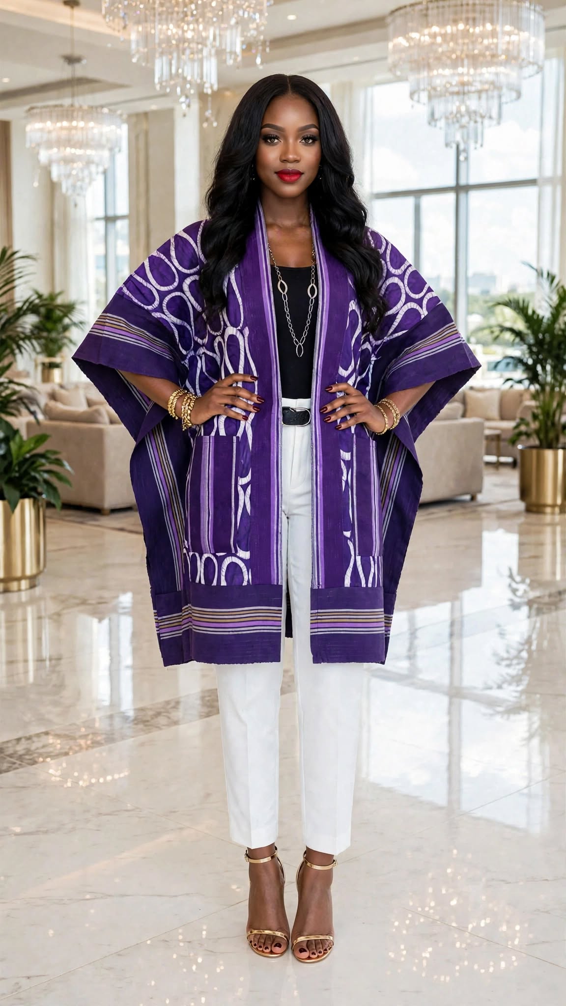 Royal Purple Statement Adire and Asooke Kimono