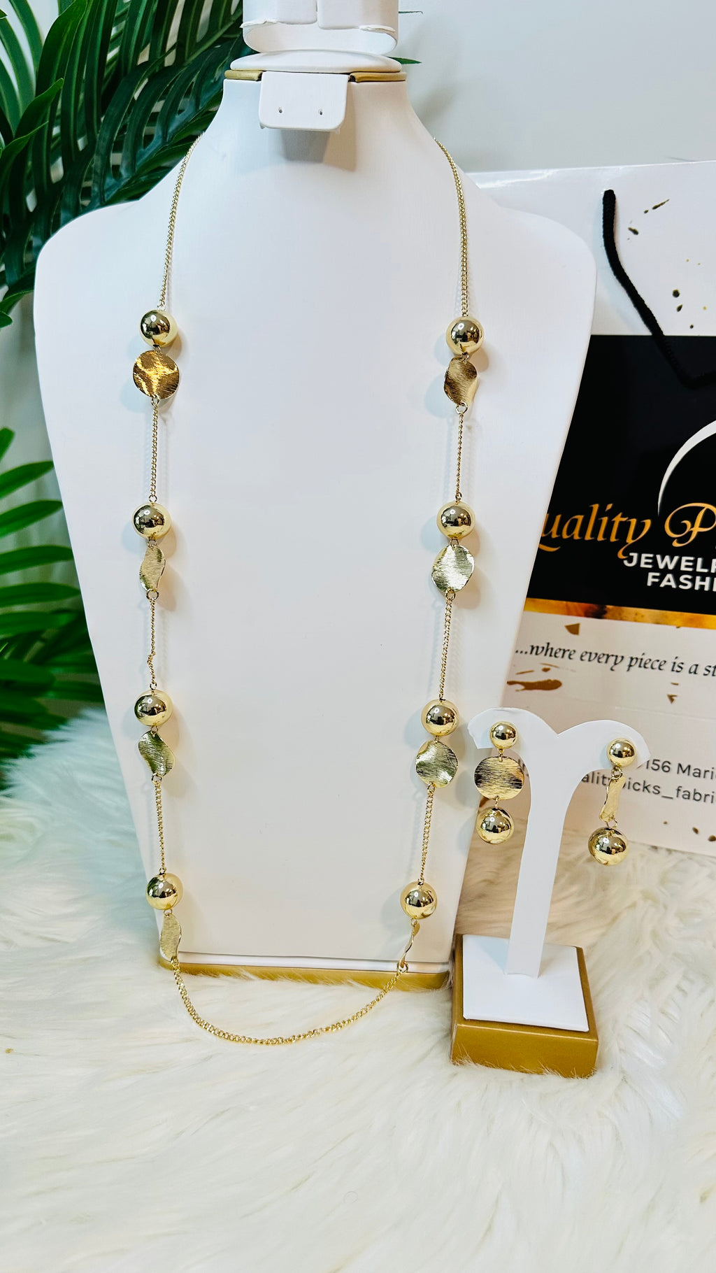 Long Chain and Earrings