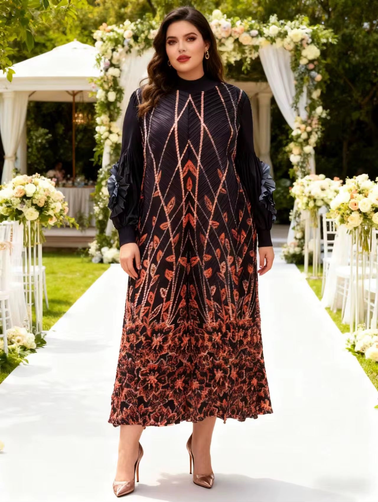 Turkey Miyaki Dress - Luxury Embroidered Kaftan with Ruffle Sleeves