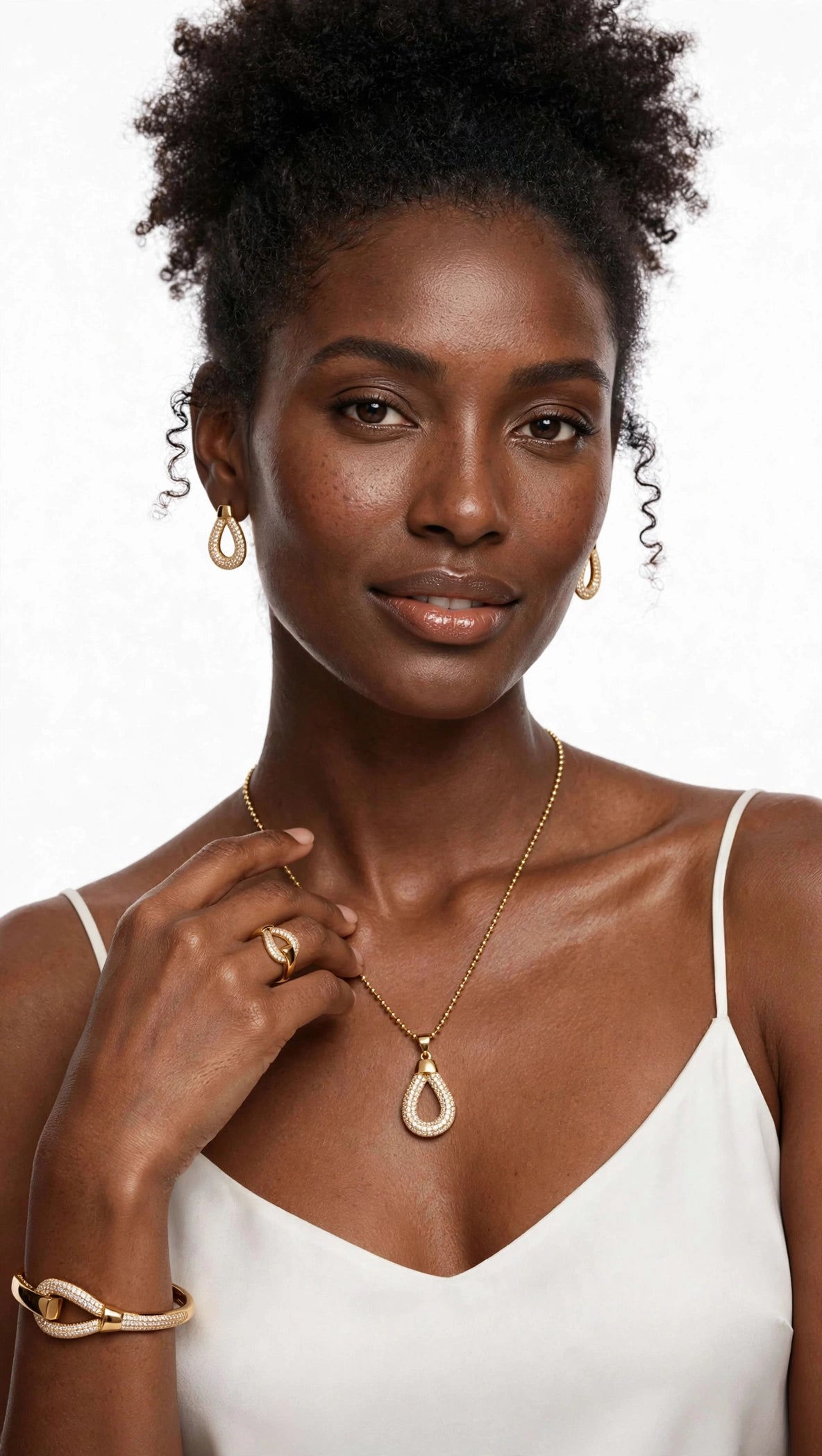 Teardrop Pavé 4-Piece Jewellery Set – Gold