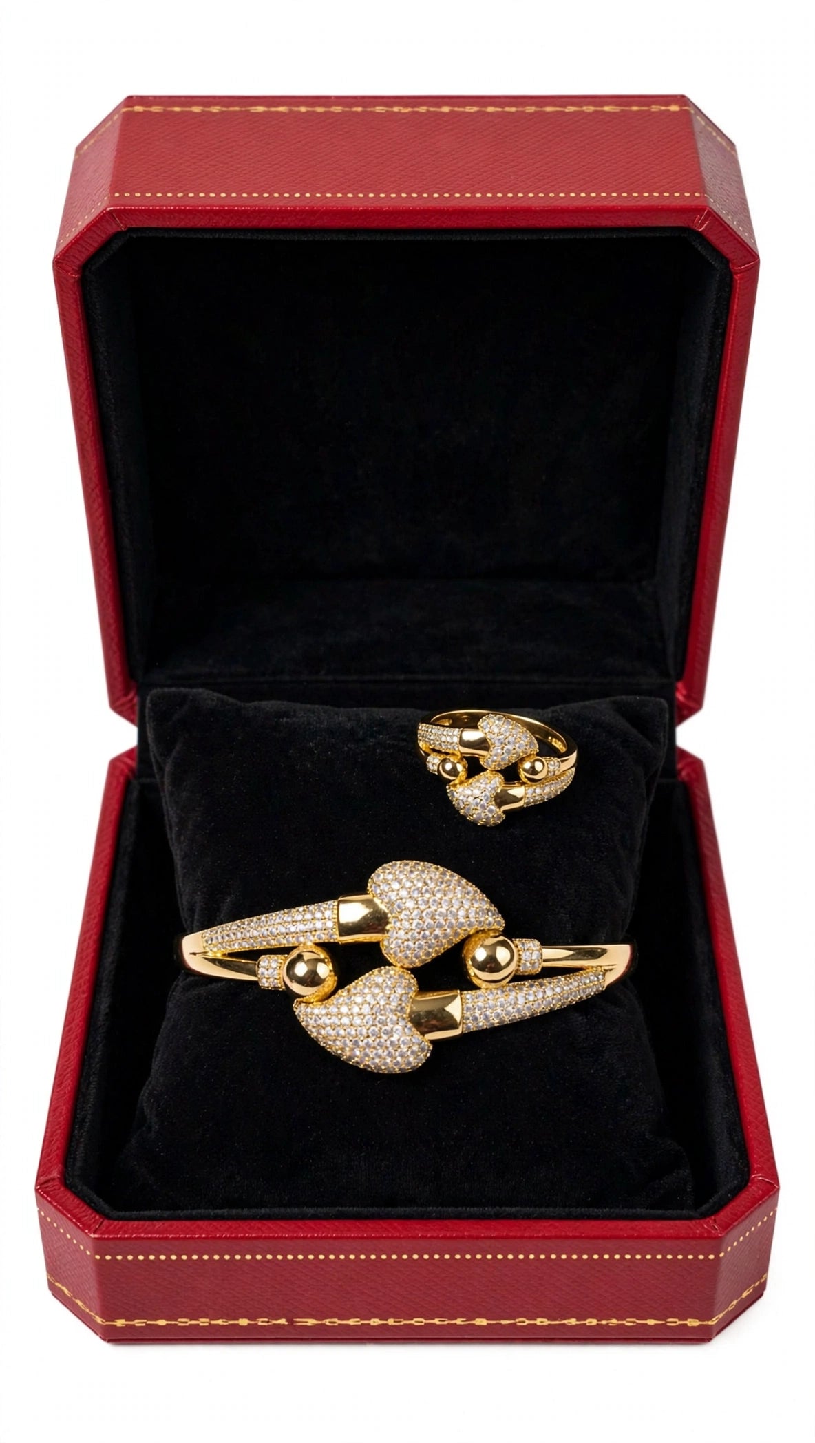 Pavé Gold Bangle & Statement Ring Set
