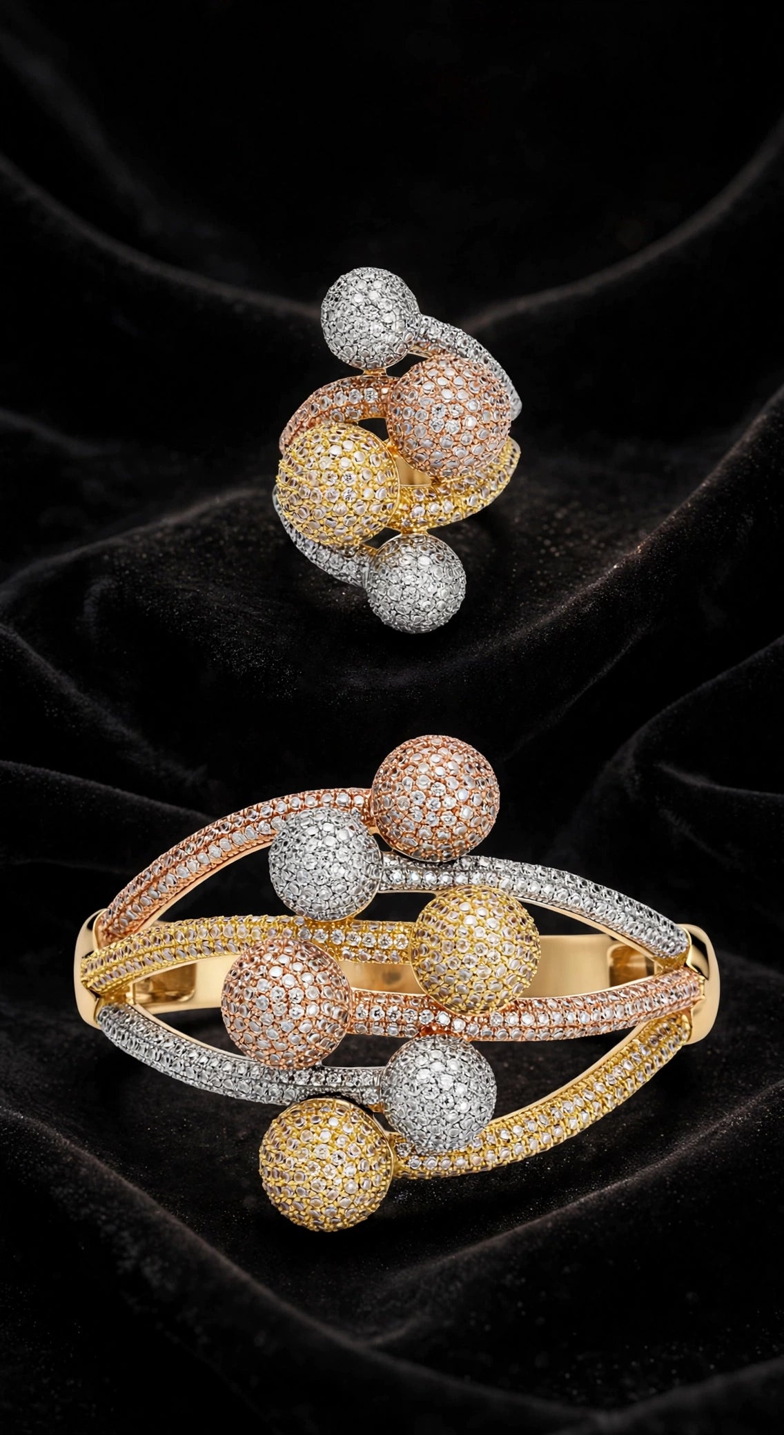 3pcs Jewelry - Earrings, Bangle and Ring