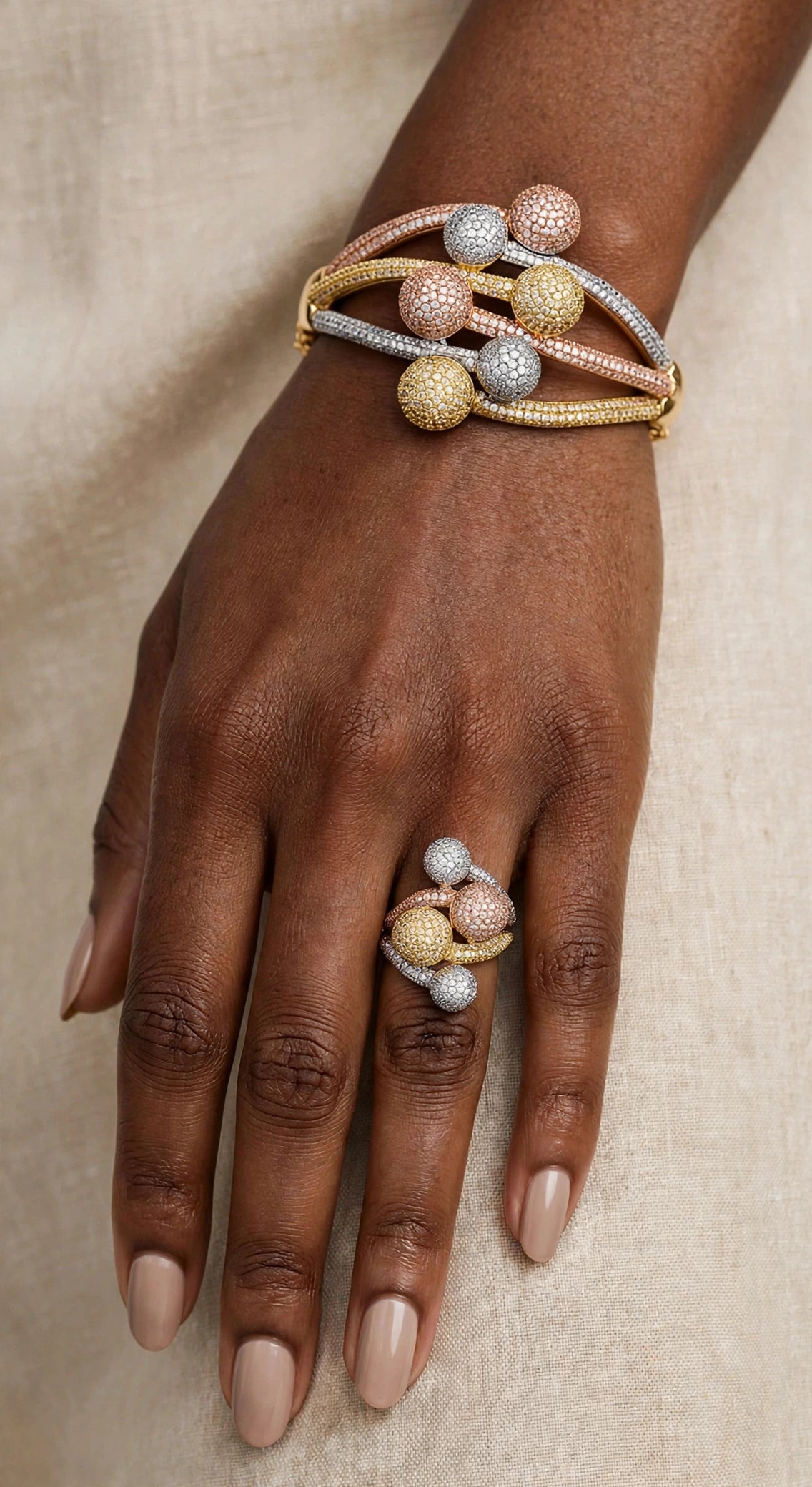 3pcs Jewelry - Earrings, Bangle and Ring