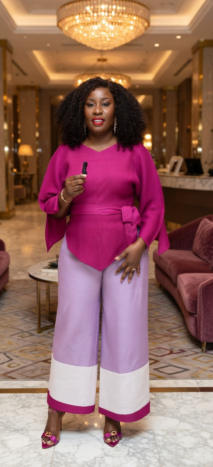 Exquisite 2-piece Color-Block Ensemble Perfect Fits for Size 14 to Size 20 or more