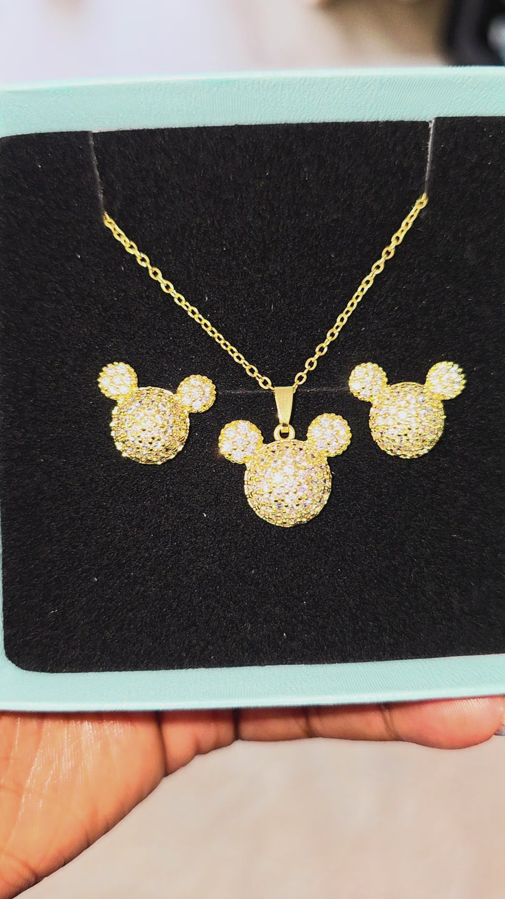 Mickey Pavé CZ 2pcs Jewelry Set - Gold