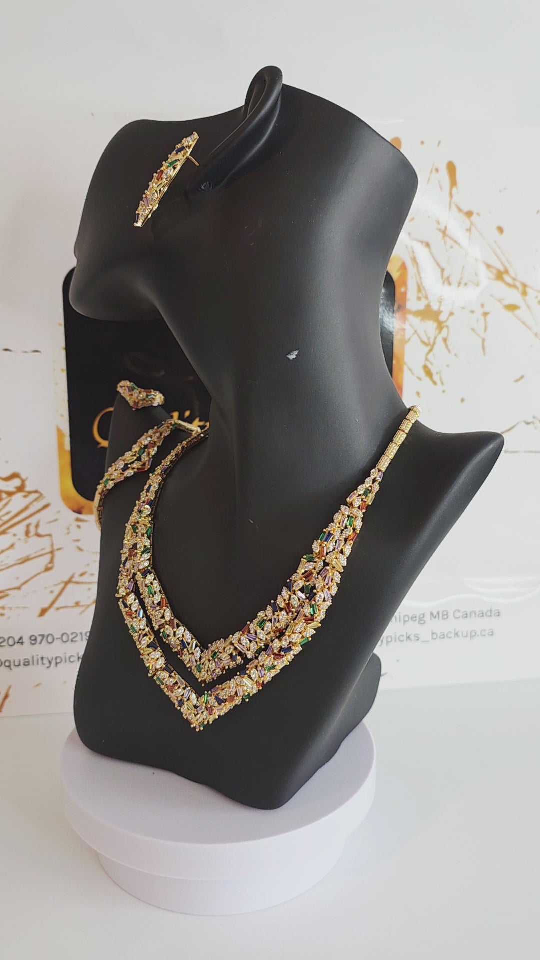 Luxury Cubic Zirconia Bridal 4pcs Jewelry Set - Necklace, Earrings & Ring