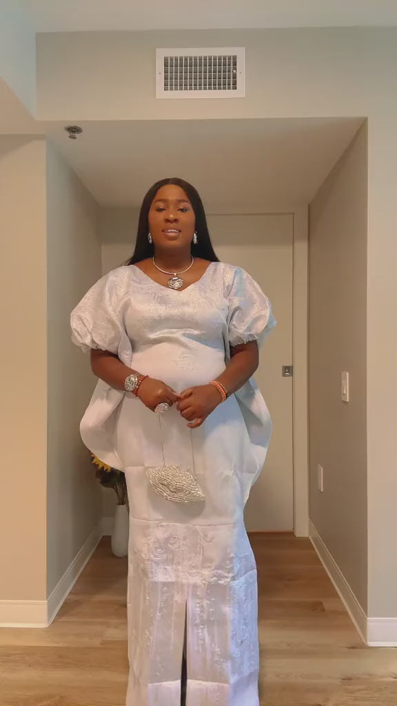 White Brocade Dress