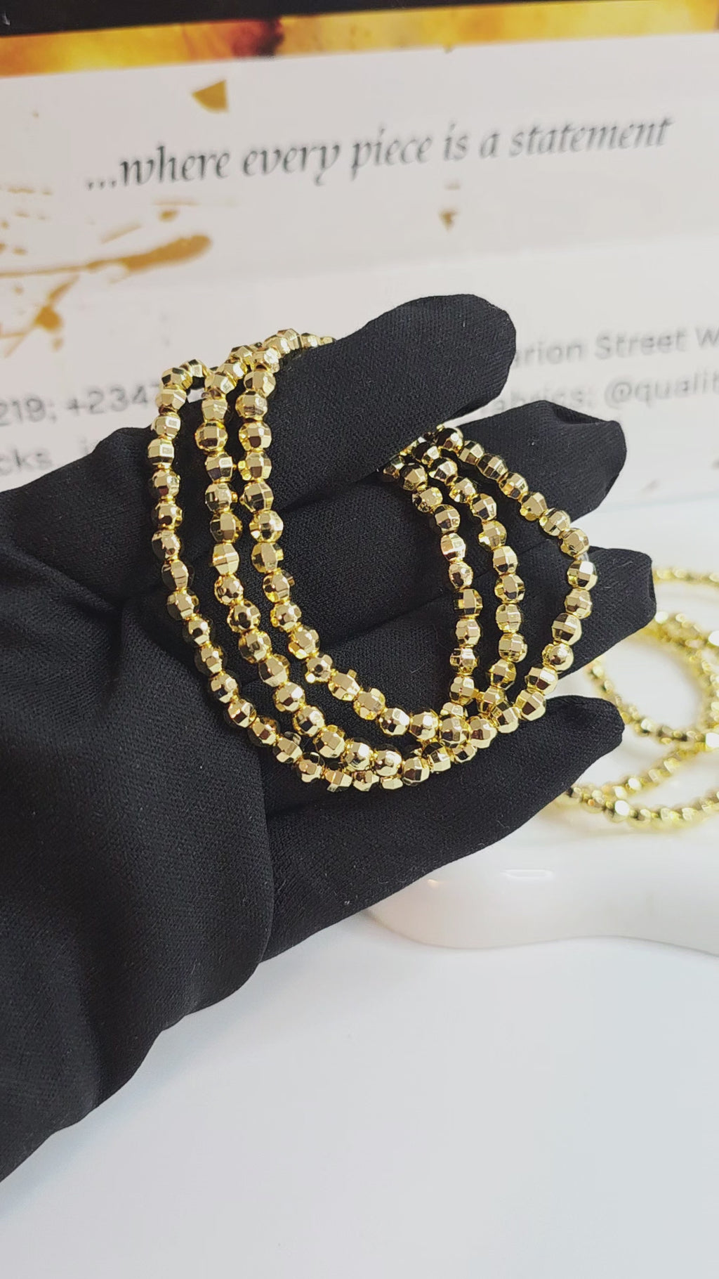 Gold Beaded Multi-Strand Bracelet