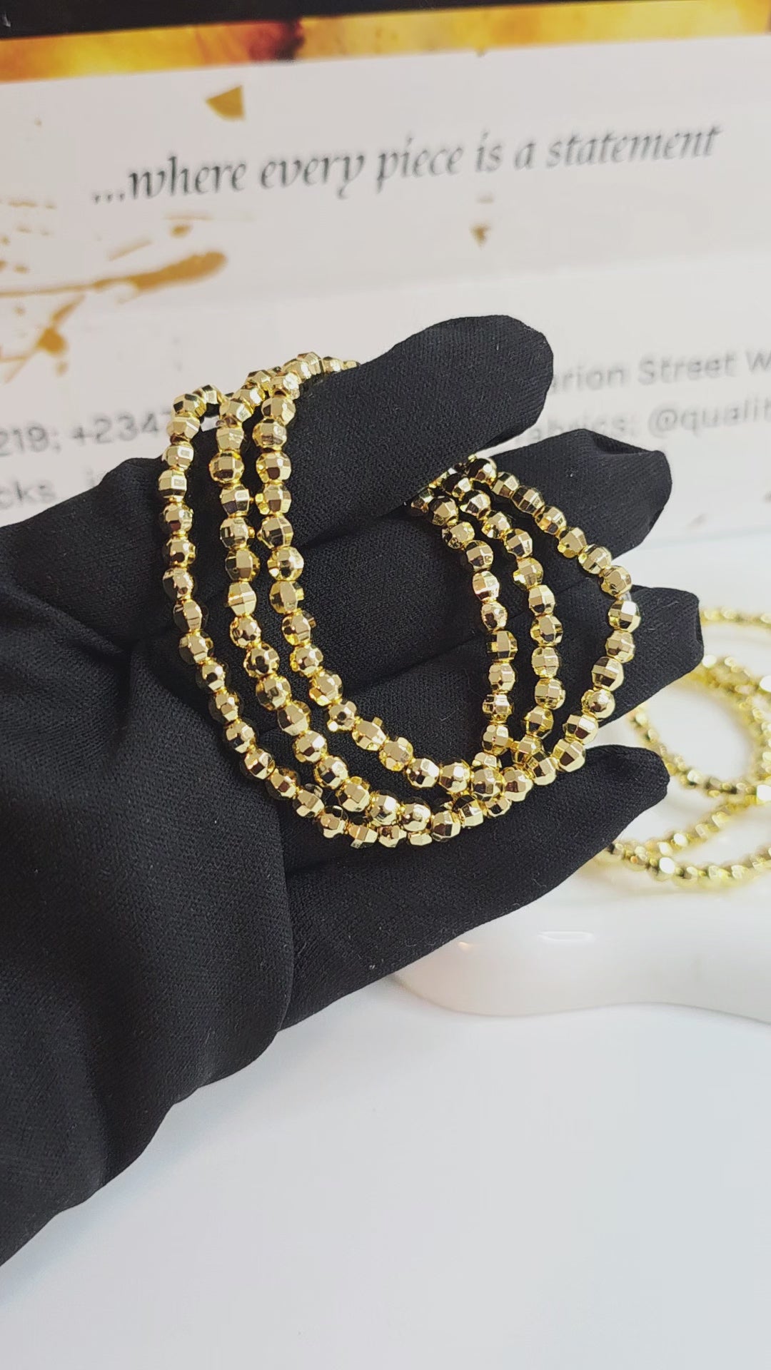 Gold Beaded Multi-Strand Bracelet