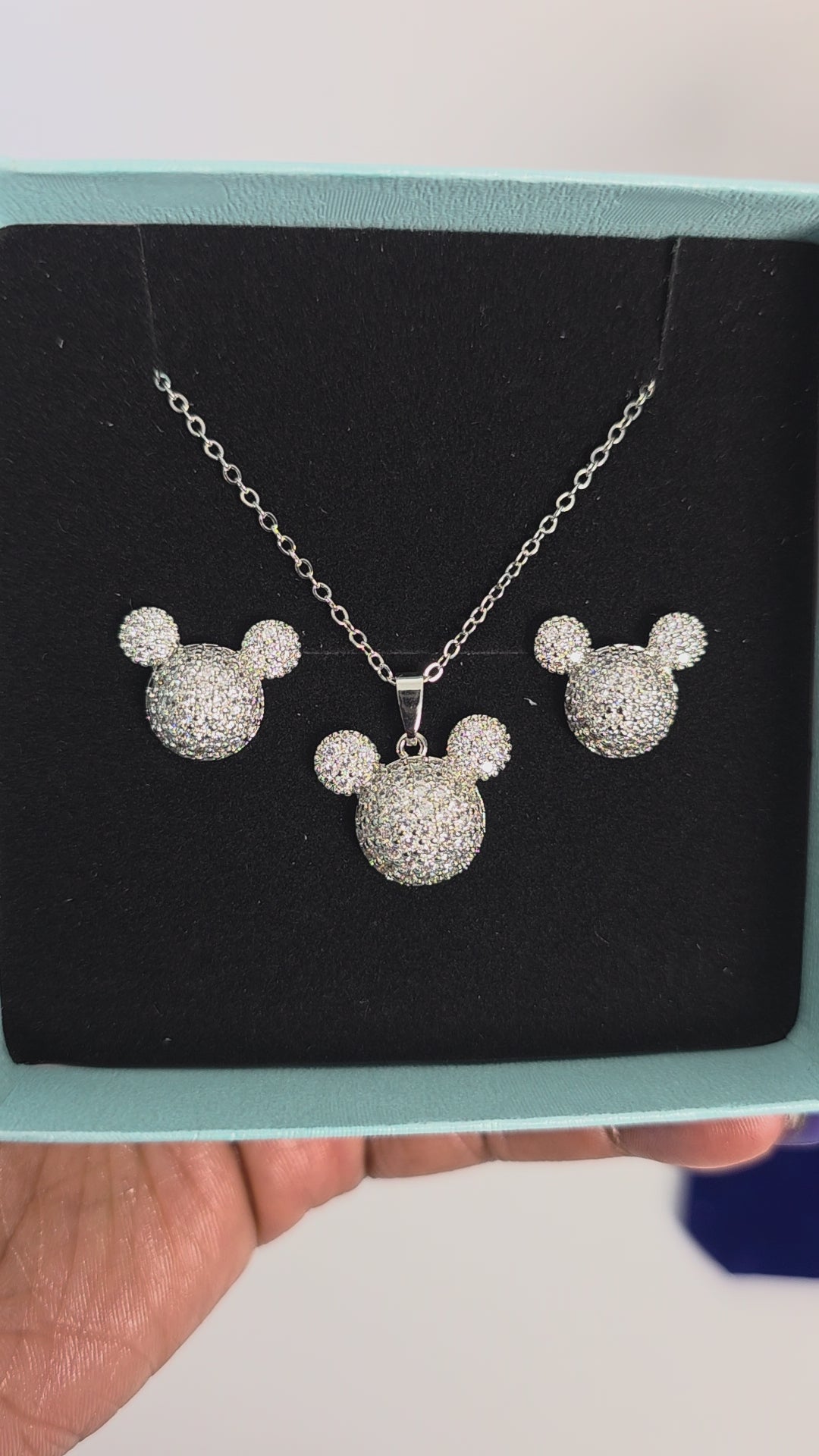 Mickey Pavé CZ 2pcs Jewelry Set - Silver