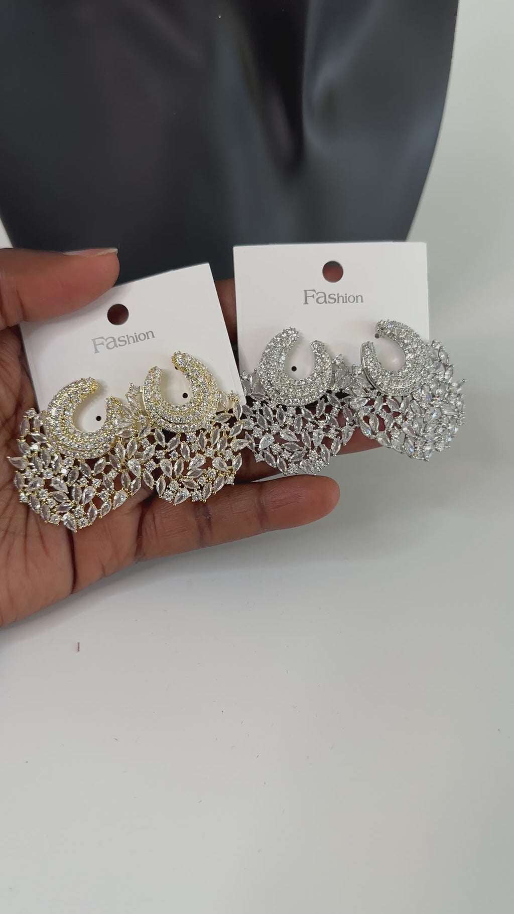 Luxury Crescent Moon Statement Earrings - Premium Cubic Zirconia Crystal Jewelry