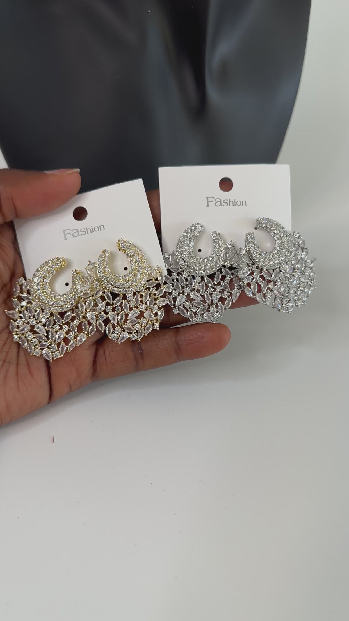 Luxury Crescent Moon Statement Earrings - Premium Cubic Zirconia Crystal Jewelry