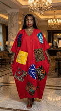Maxi Red Ankara Patchwork Crepe Boubou