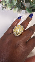 Gold Lattice Dome Cocktail Ring