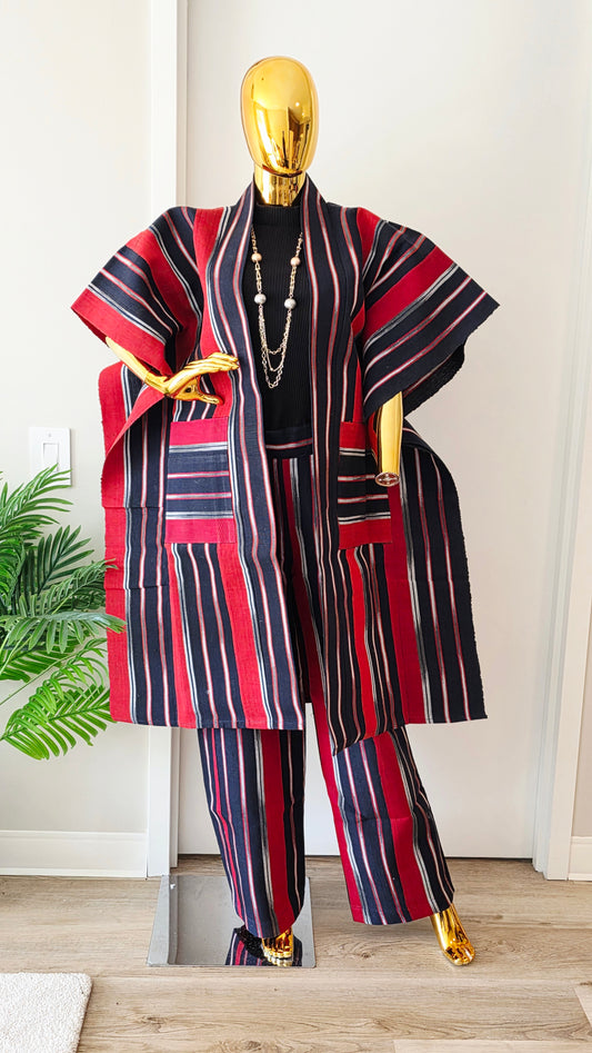 Bold Striped Aso Oke Two-Piece Set