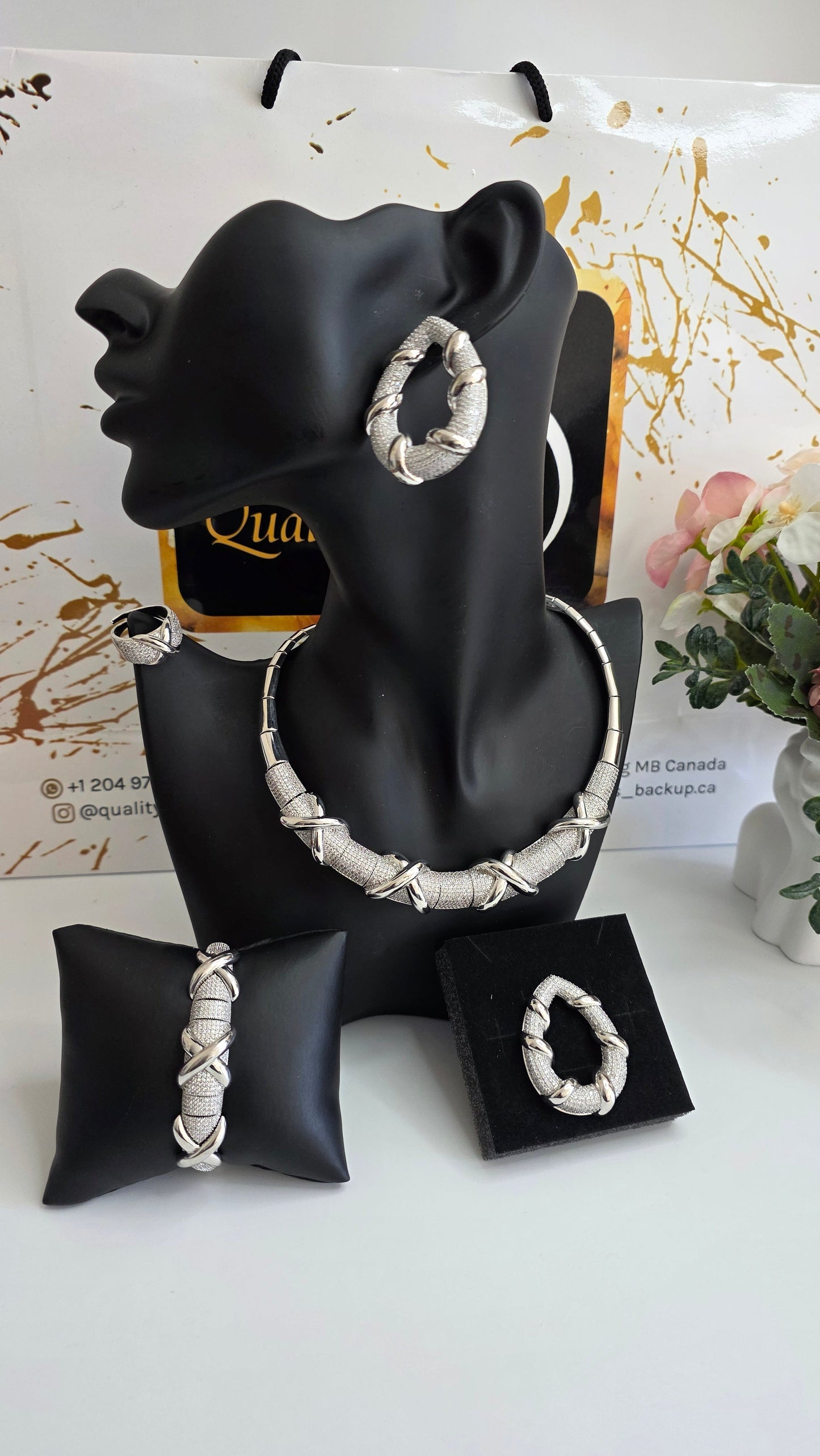 4pcs CZ Jewelry Set