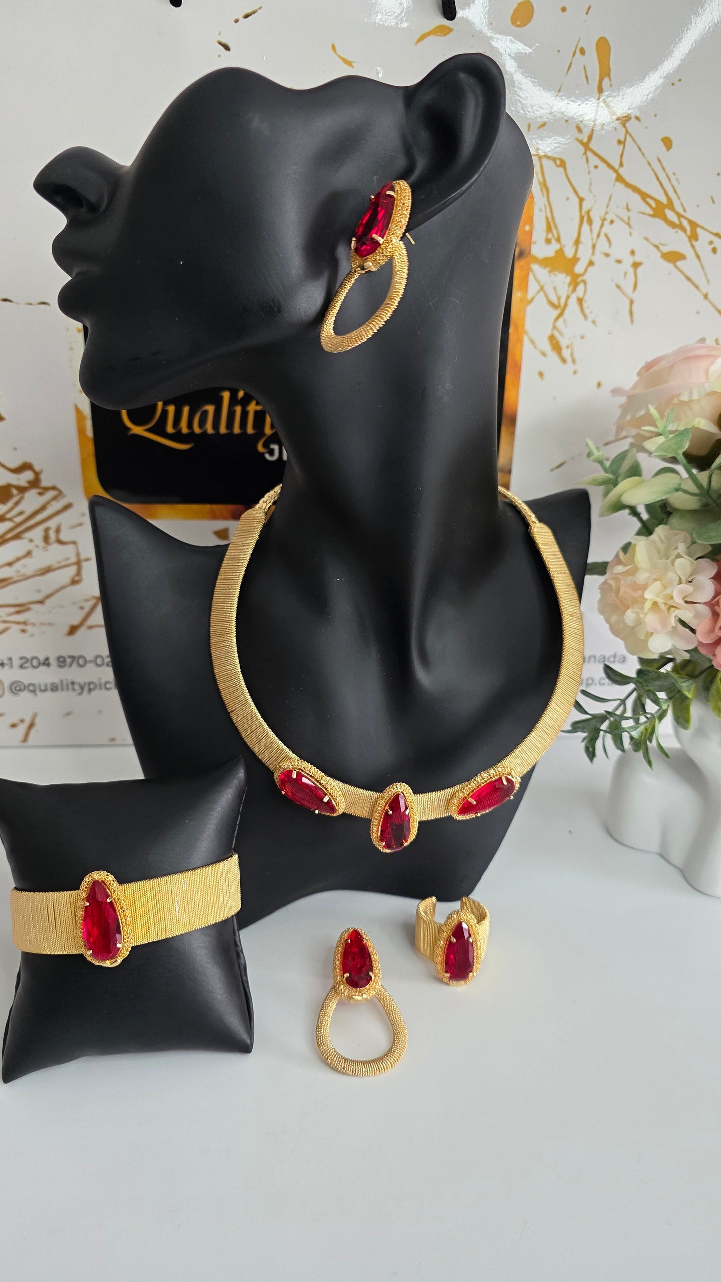 18karat Italian Gold 4pcs Jewelry Set