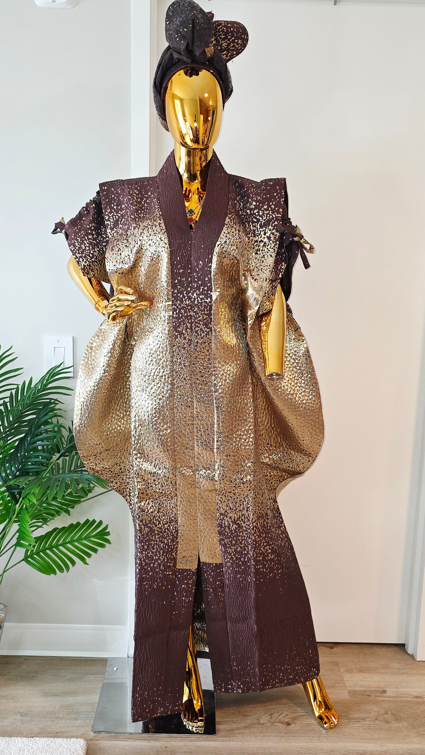 Luxurious Ombre Boubou with Matching Gele - Complete Set