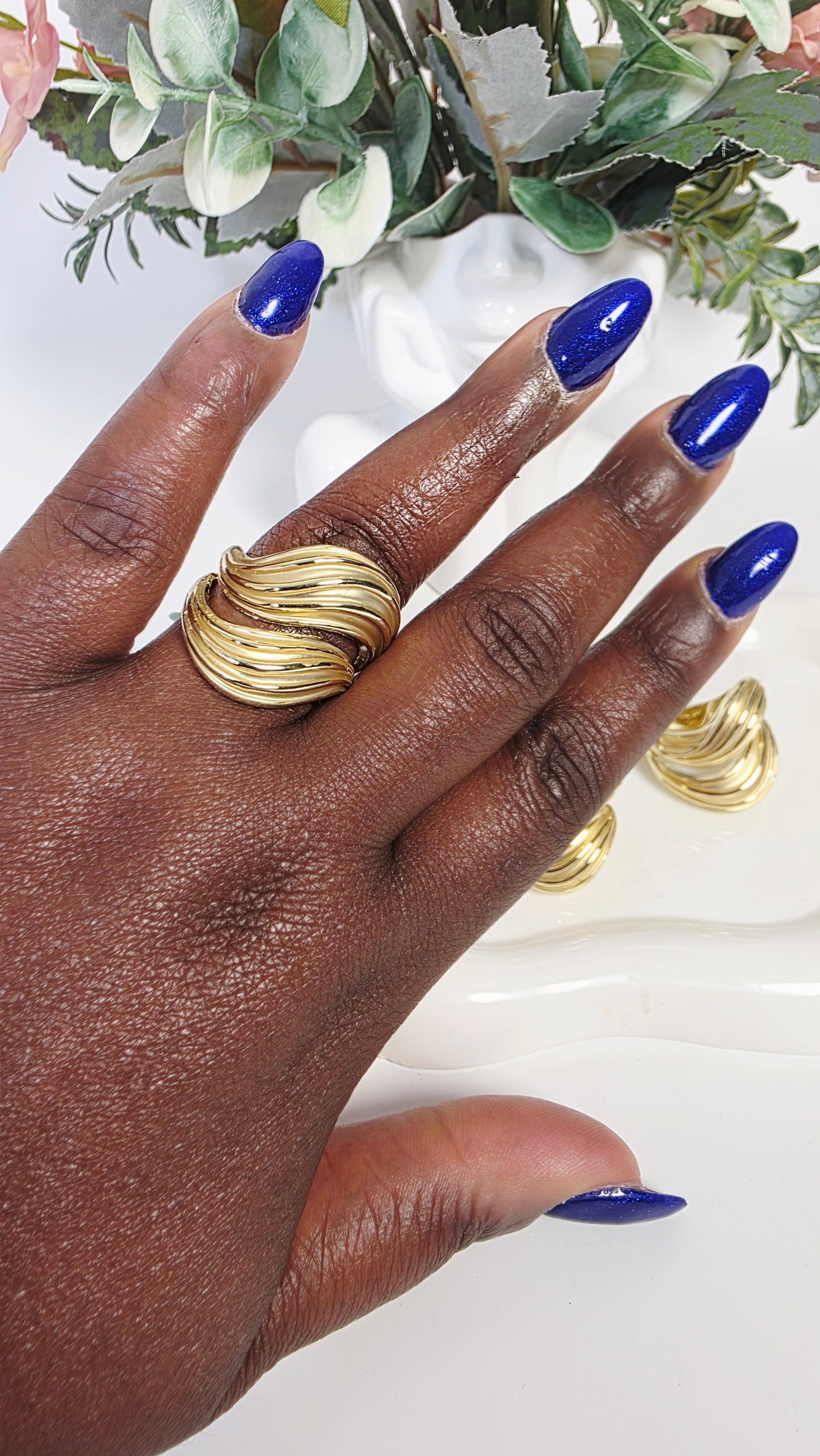 Gold Swirl Statement Ring