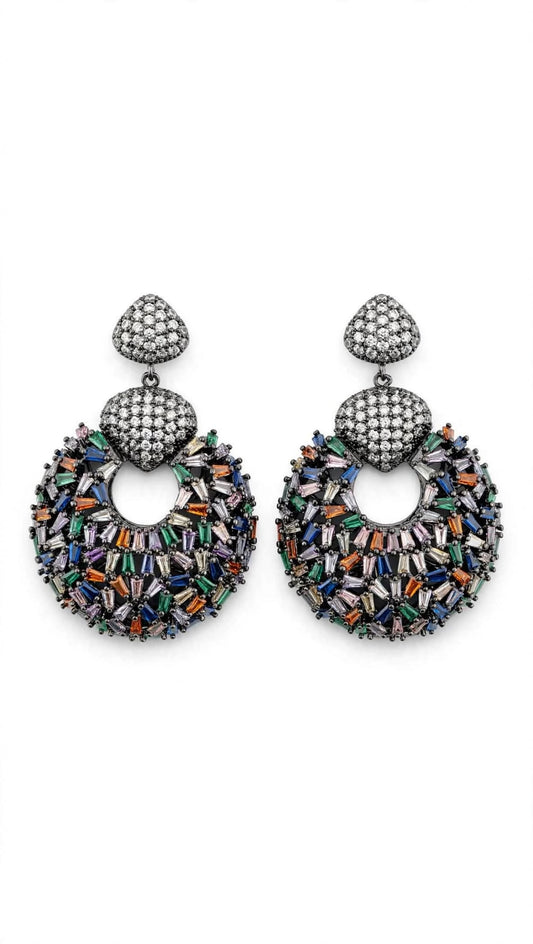 Multicolour Mosaic Statement Drop Earrings