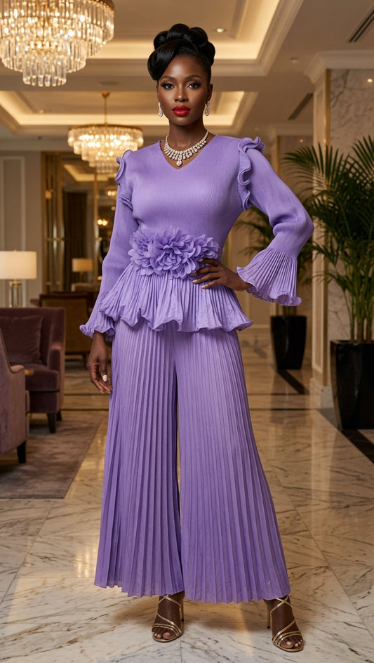 2pcs Maxi Pant Set with Free Belt