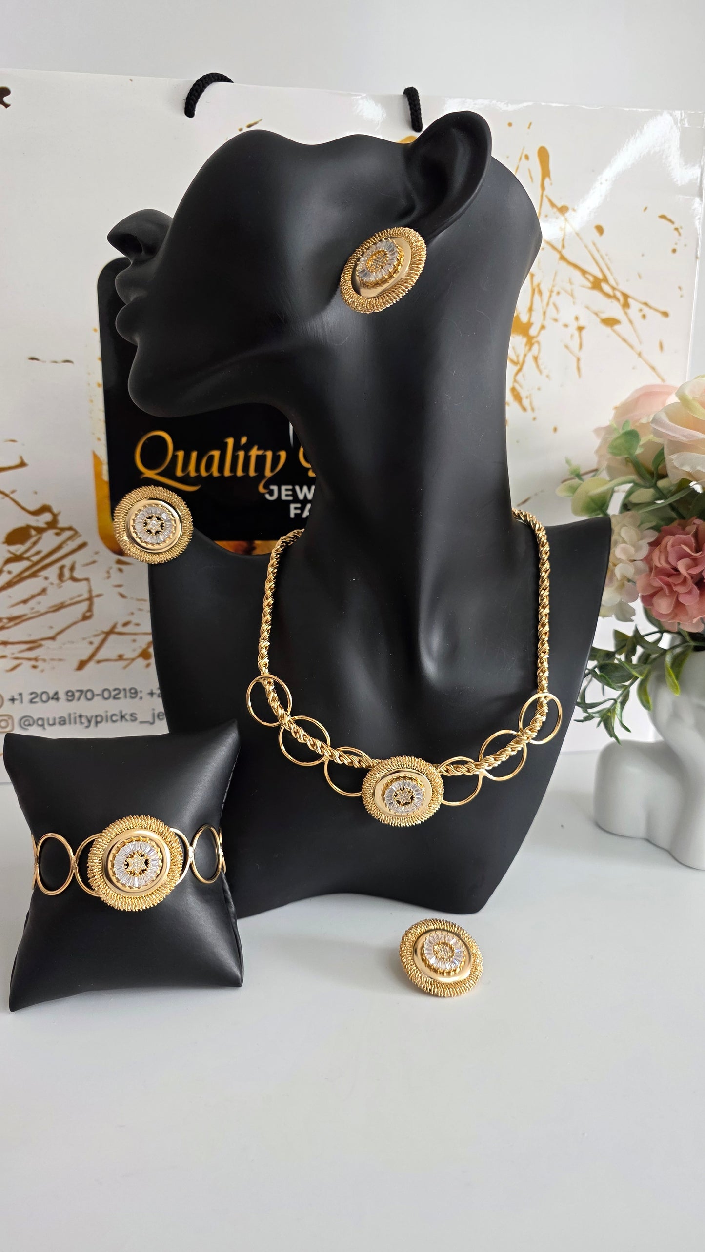 4-Piece Medallion 18K Brazilian Gold Jewelry Set