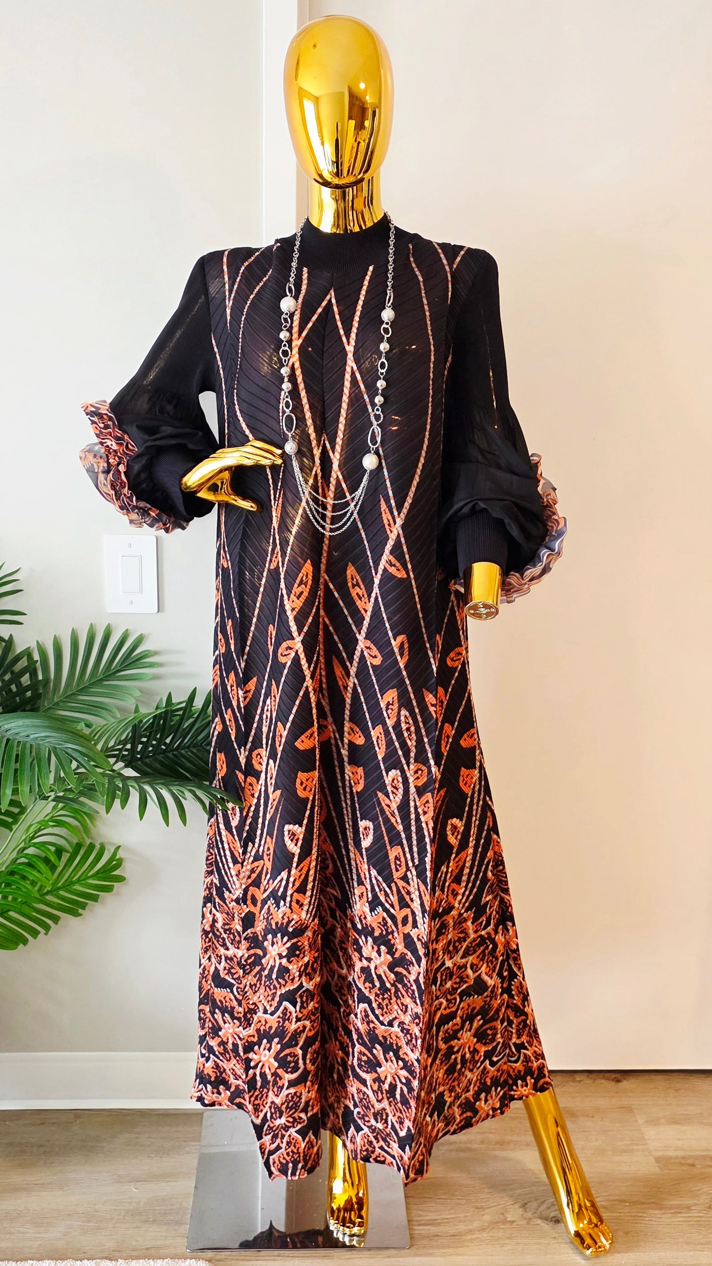 Turkey Miyaki Dress - Luxury Embroidered Kaftan with Ruffle Sleeves