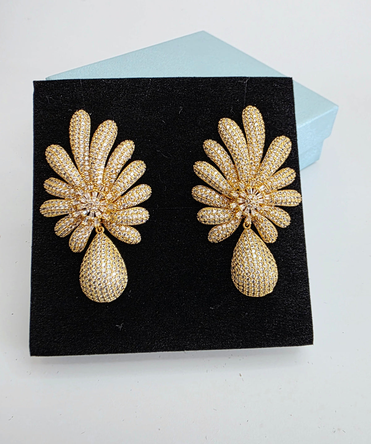 Petal Fan CZ Teardrop Earrings