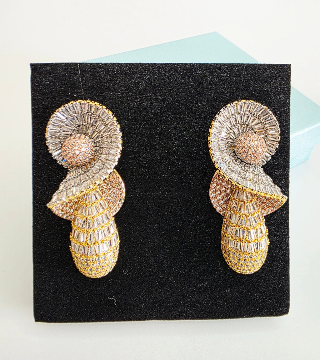 Spiral Cascade Baguette Luxury CZ Drop Earrings