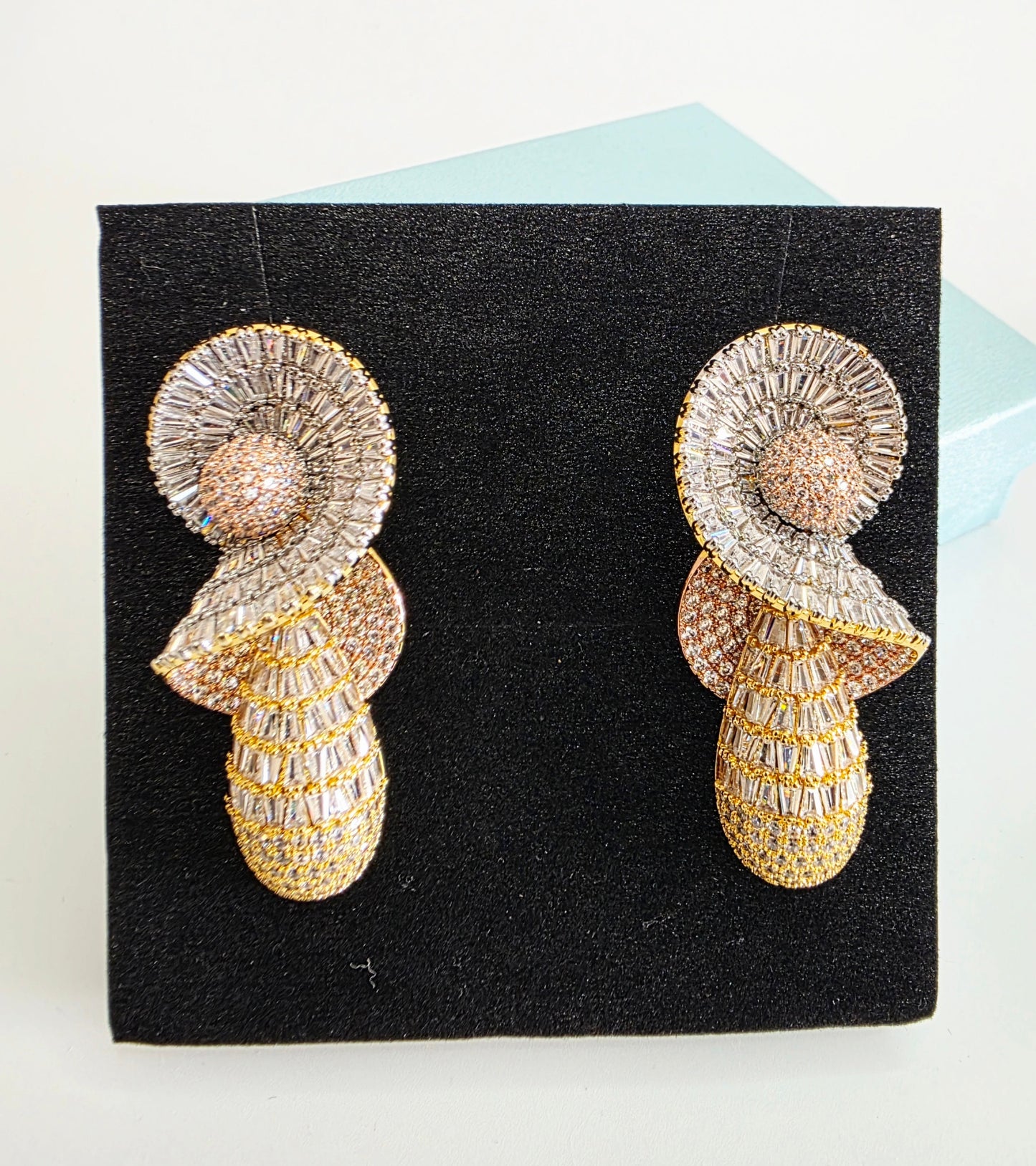 Spiral Cascade Baguette Luxury CZ Drop Earrings