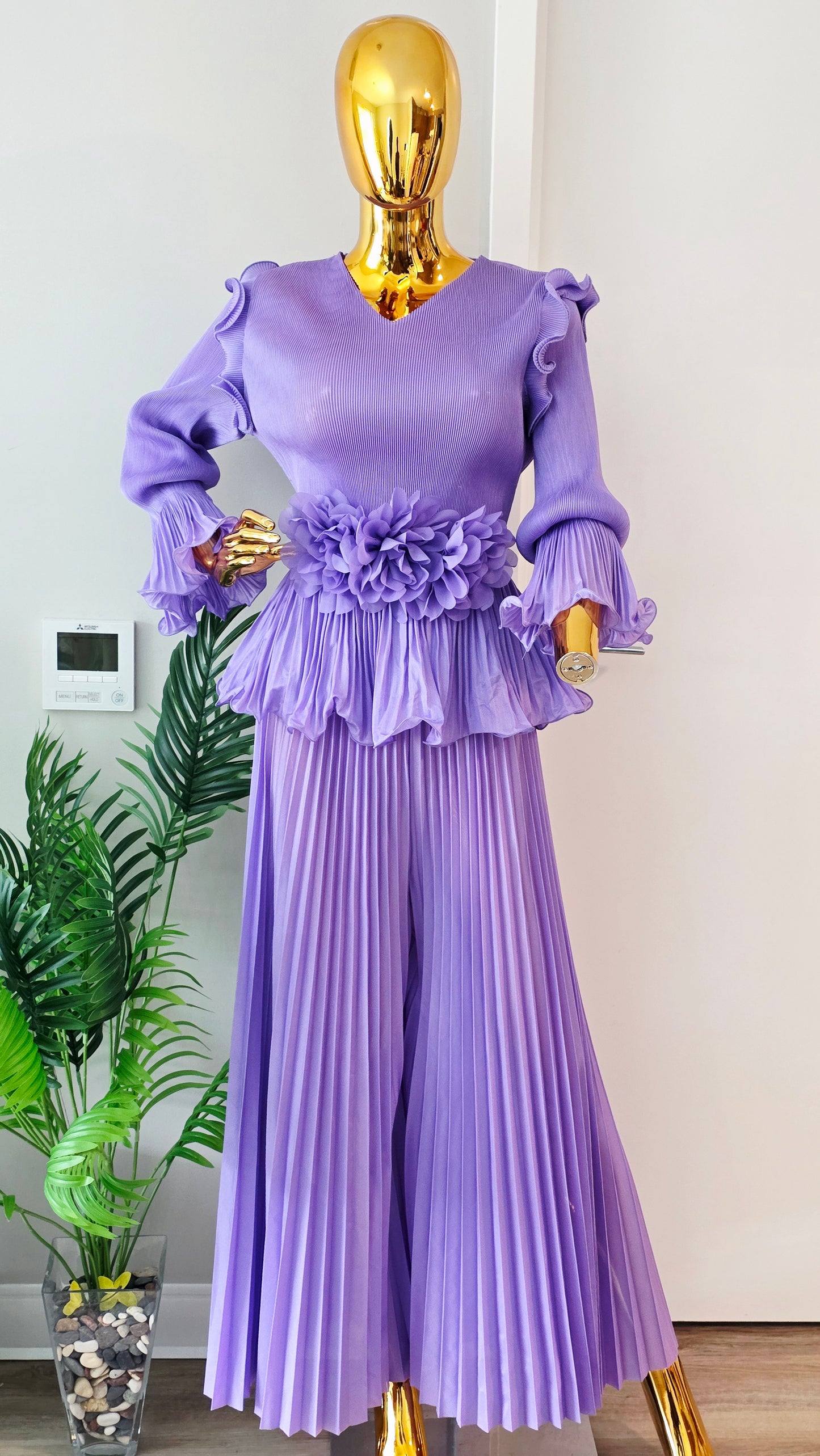 2pcs Maxi Pant Set with Free Belt