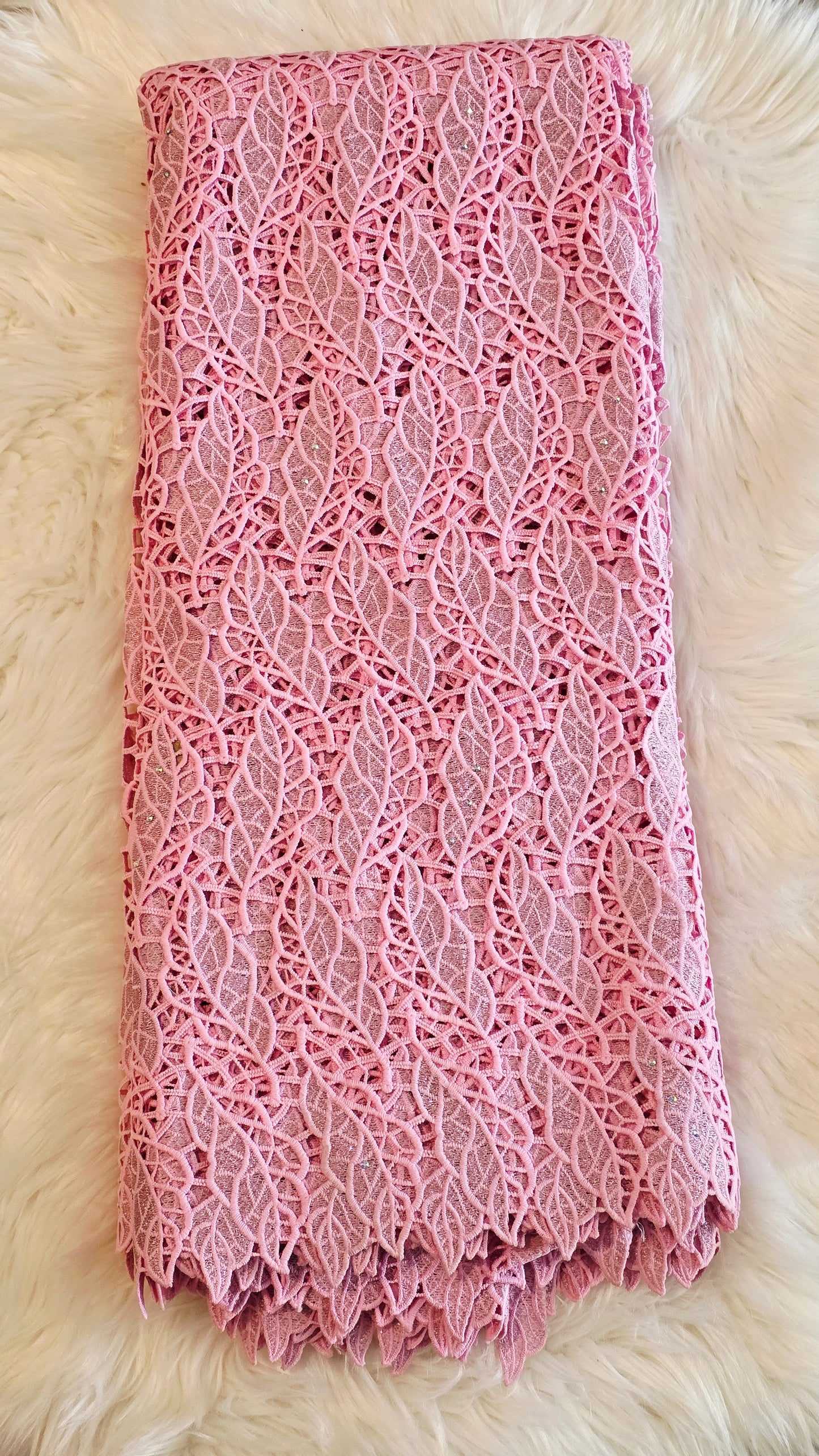 5yards Premium Pink Cord Lace Fabric - Delicate Floral Pattern African Lace Material