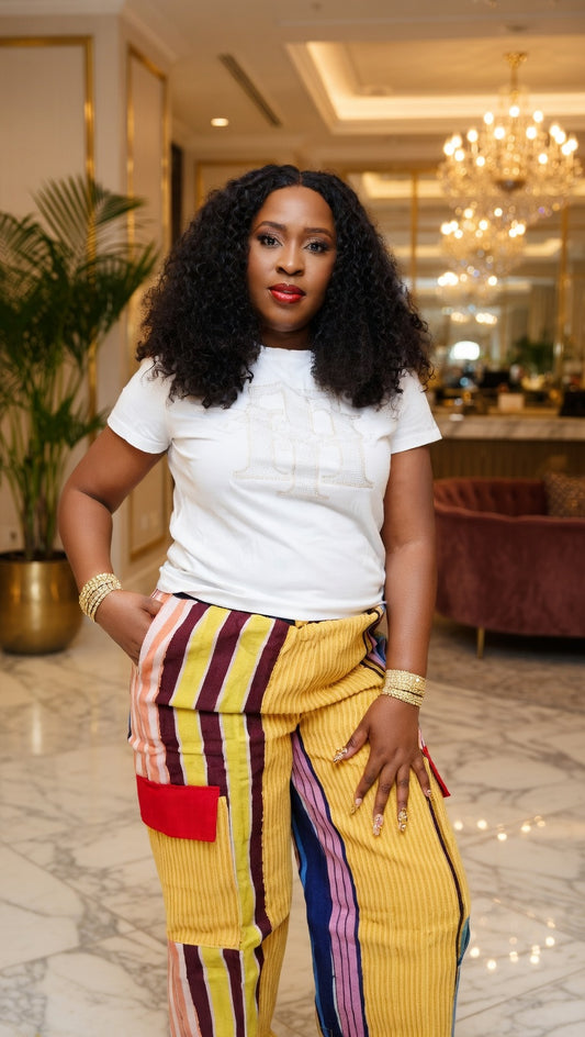 Aso Oke Wide-Leg Cargo Pant
