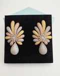 Petal Fan CZ Teardrop Earrings